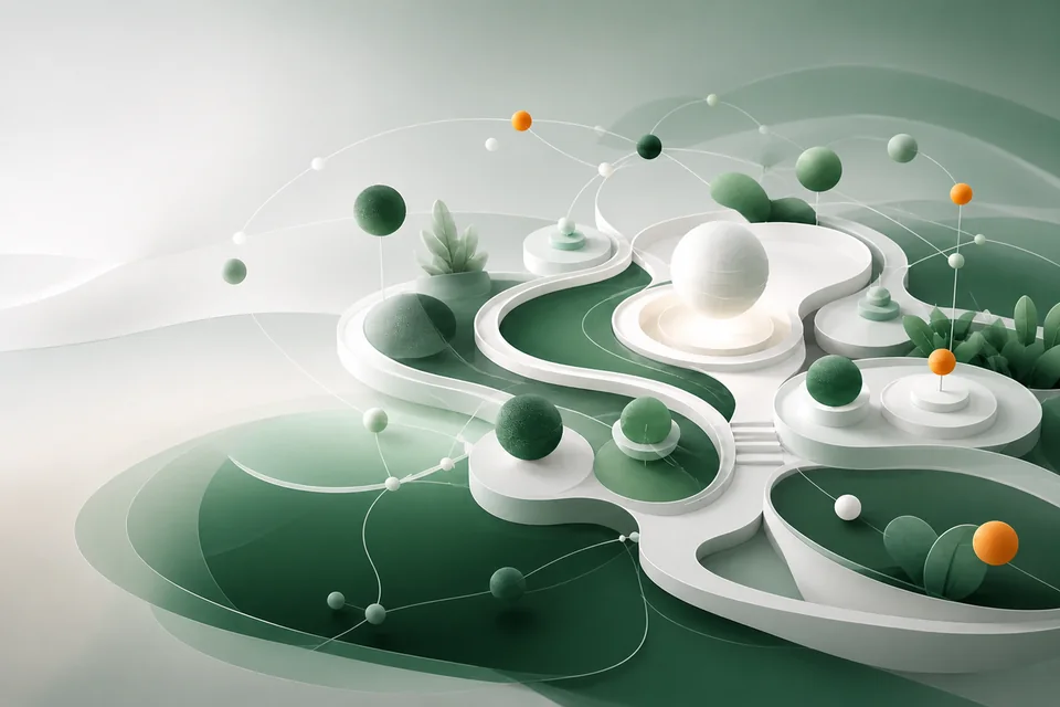 ภาพนามธรรมสื่อถึงชุมชน ความรู้ และการเชื่อมโยง